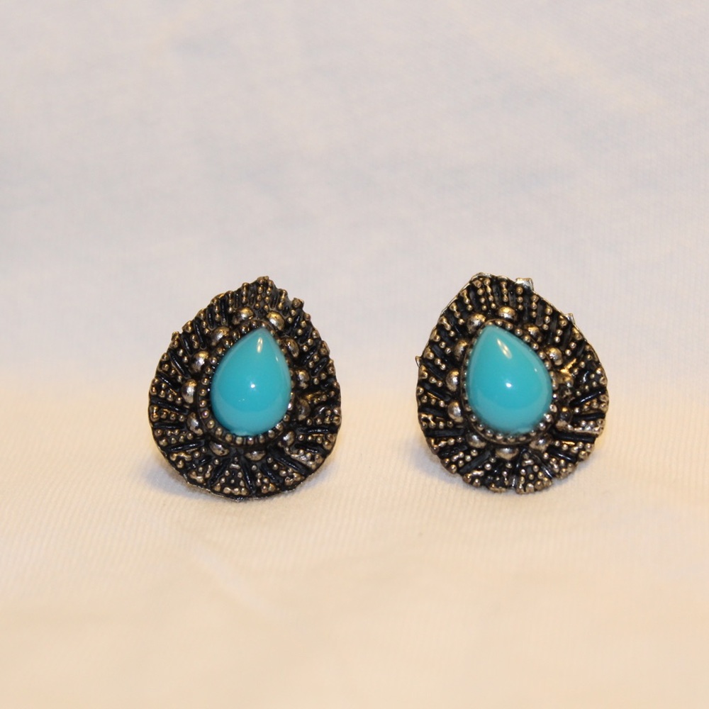 Silver and turquoise stud earrings